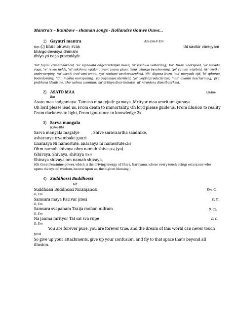 First page of Mantras and rainbow songs by Iris